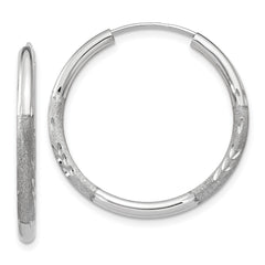 14k White Gold 2mm Diamond-cut Endless Hoop Earrings