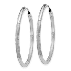 14k White Gold 2mm Diamond-cut Endless Hoop Earrings