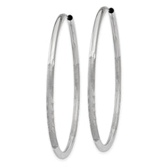 14k White Gold 2mm Diamond-cut Endless Hoop Earrings