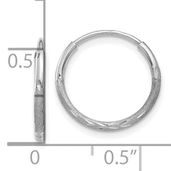 14K White Gold 1.25mm Diamond-cut Endless Hoop Earring