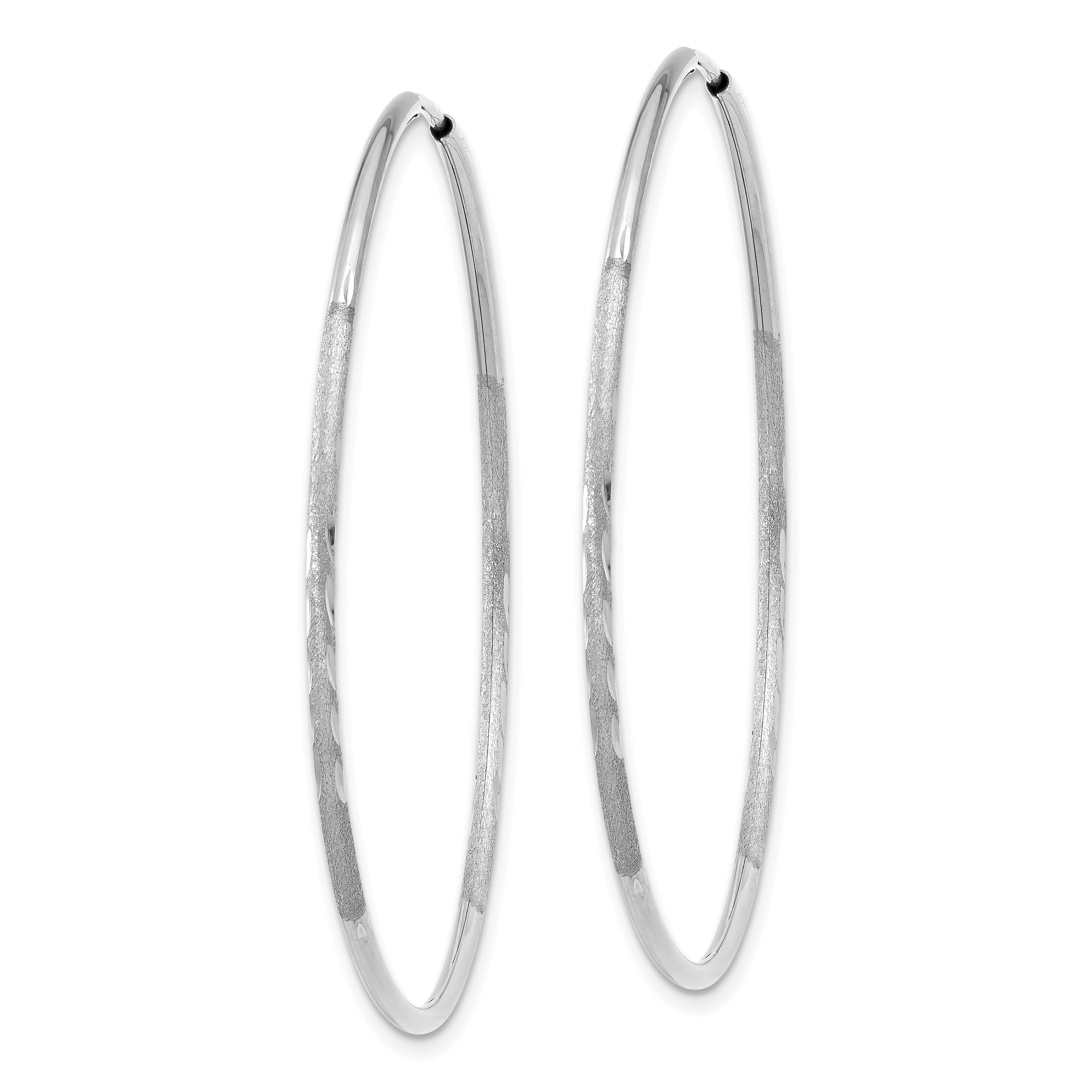 14K White Gold 1.25mm Diamond-cut Endless Hoop Earring