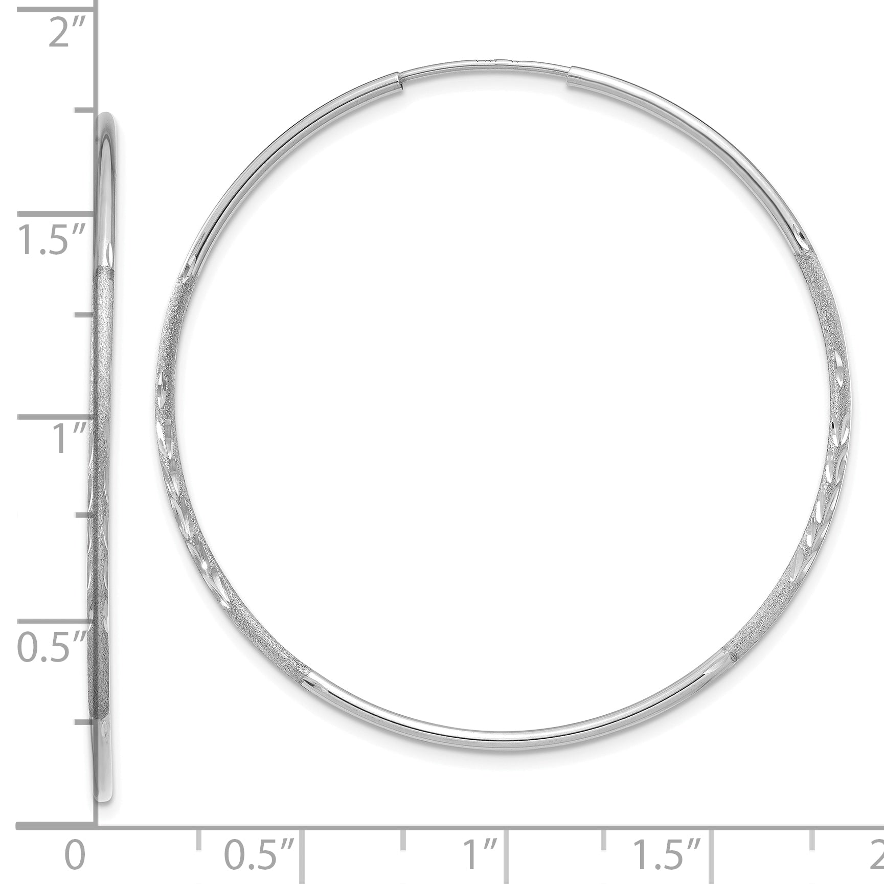 14K White Gold 1.25mm Diamond-cut Endless Hoop Earring