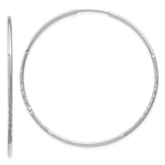 14K White Gold 1.25mm Diamond-cut Endless Hoop Earring