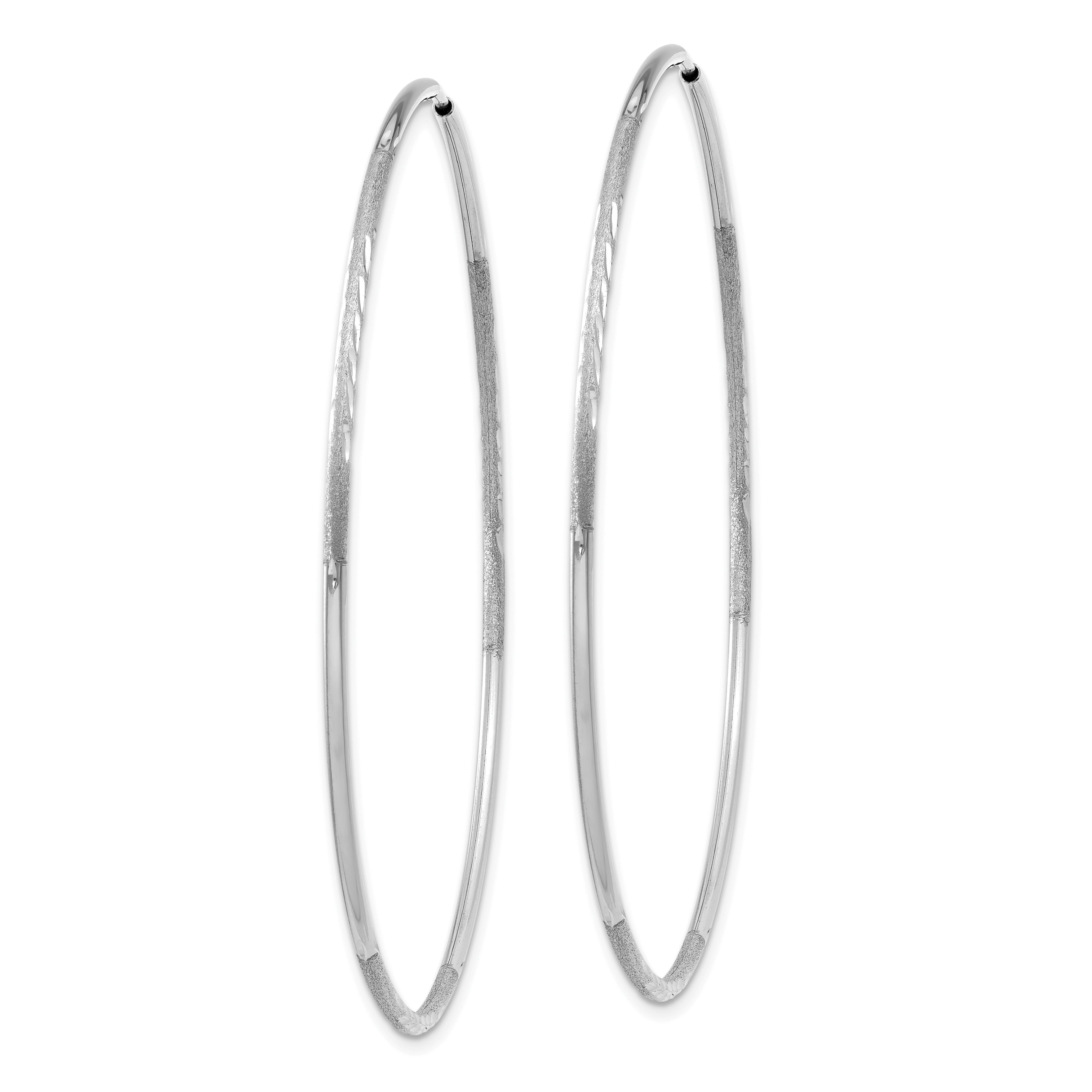 14K White Gold 1.25mm Diamond-cut Endless Hoop Earring