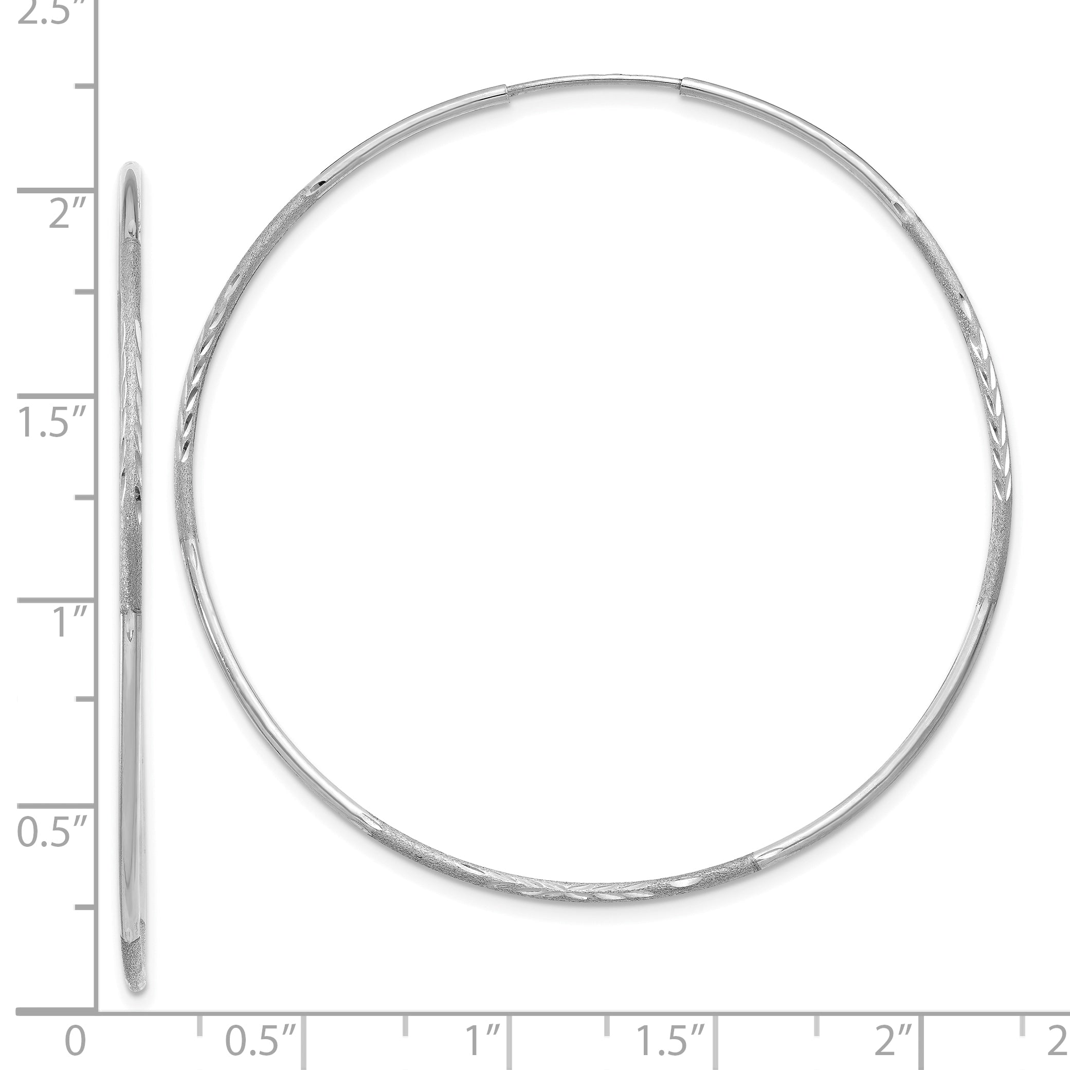 14K White Gold 1.25mm Diamond-cut Endless Hoop Earring