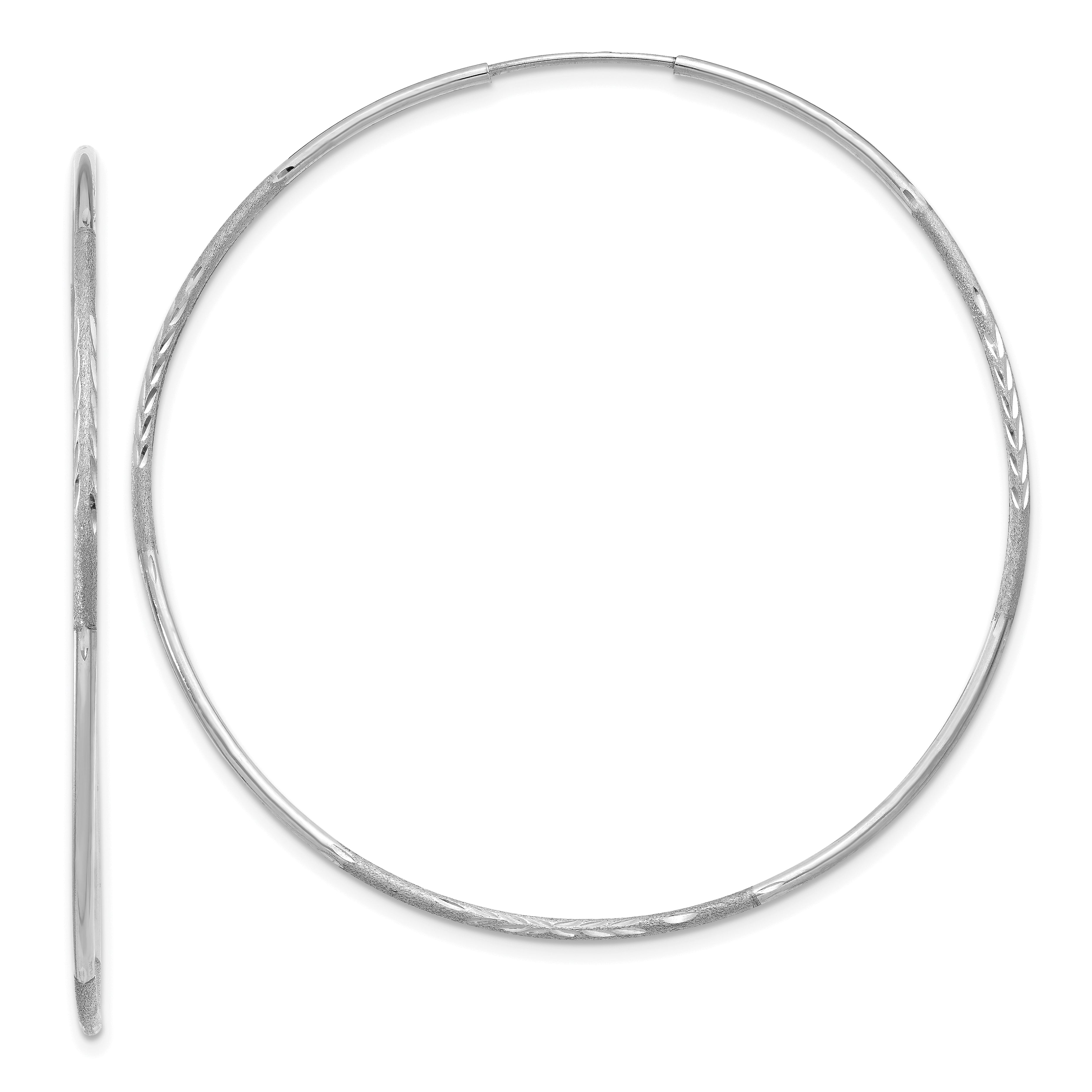 14K White Gold 1.25mm Diamond-cut Endless Hoop Earring