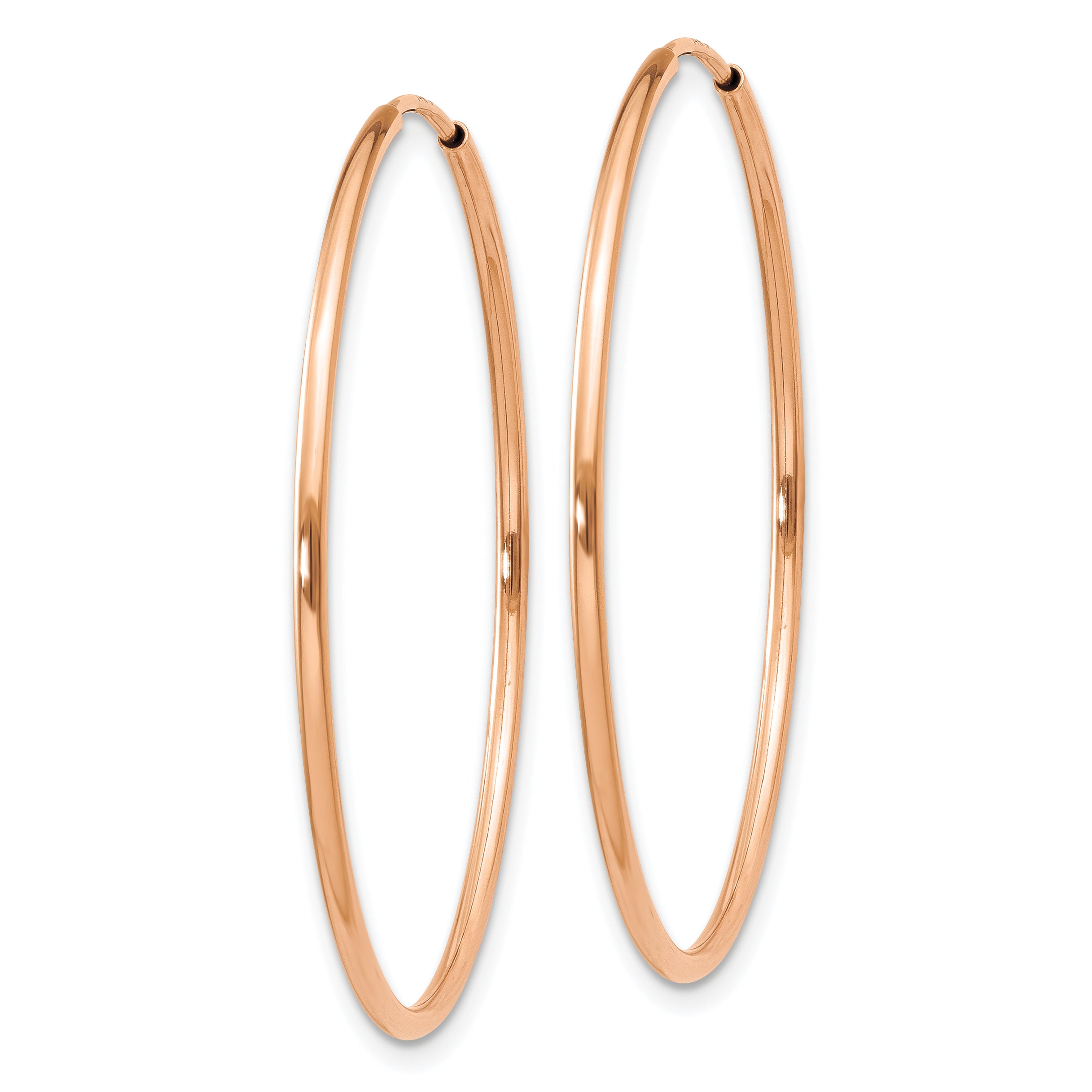 14k Rose Gold 1.2mm Polished Endless Hoop Earrings