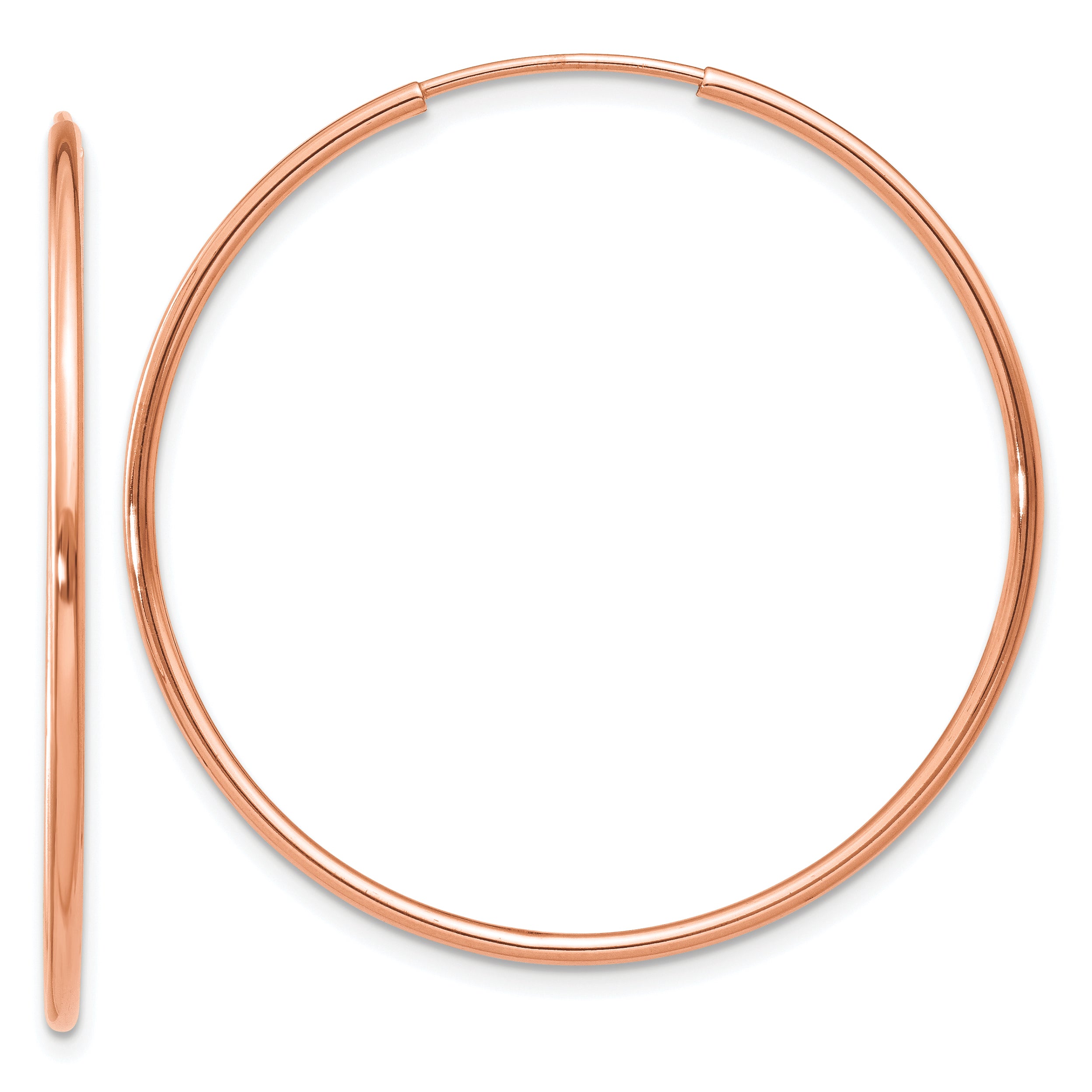 14k Rose Gold 1.2mm Polished Endless Hoop Earrings