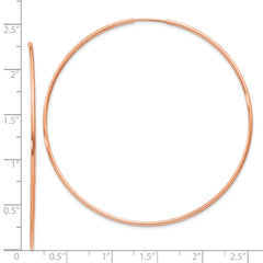 14k Rose Gold 1.2mm Polished Endless Hoop Earrings