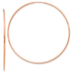 14k Rose Gold 1.2mm Polished Endless Hoop Earrings