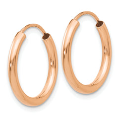 14k Rose Gold Polished Round Endless 2mm Hoop Earrings