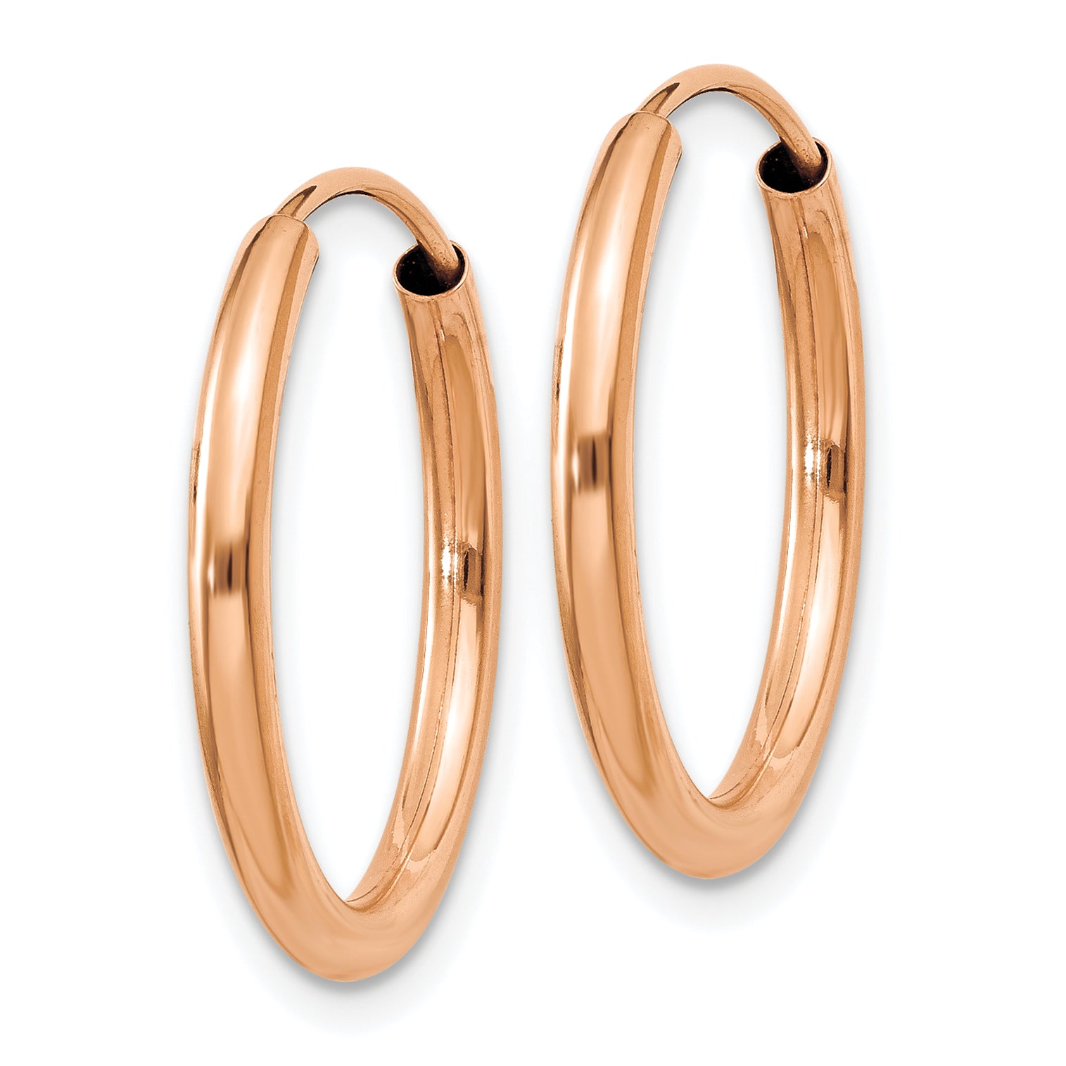 14k Rose Gold Polished Round Endless 2mm Hoop Earrings