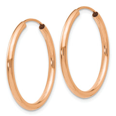 14k Rose Gold Polished Round Endless 2mm Hoop Earrings