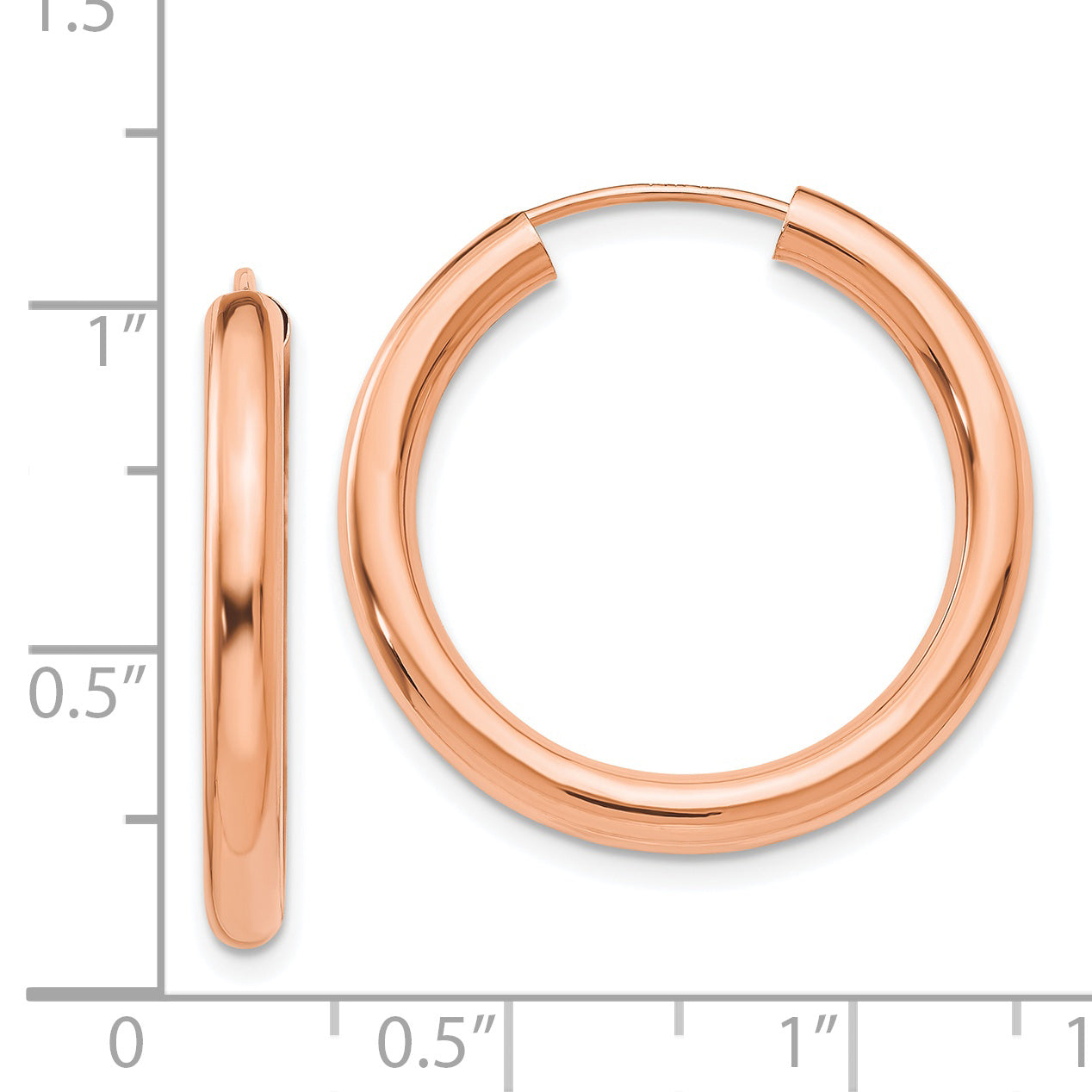 14k Rose Gold Polished Endless Tube Hoop Earrings