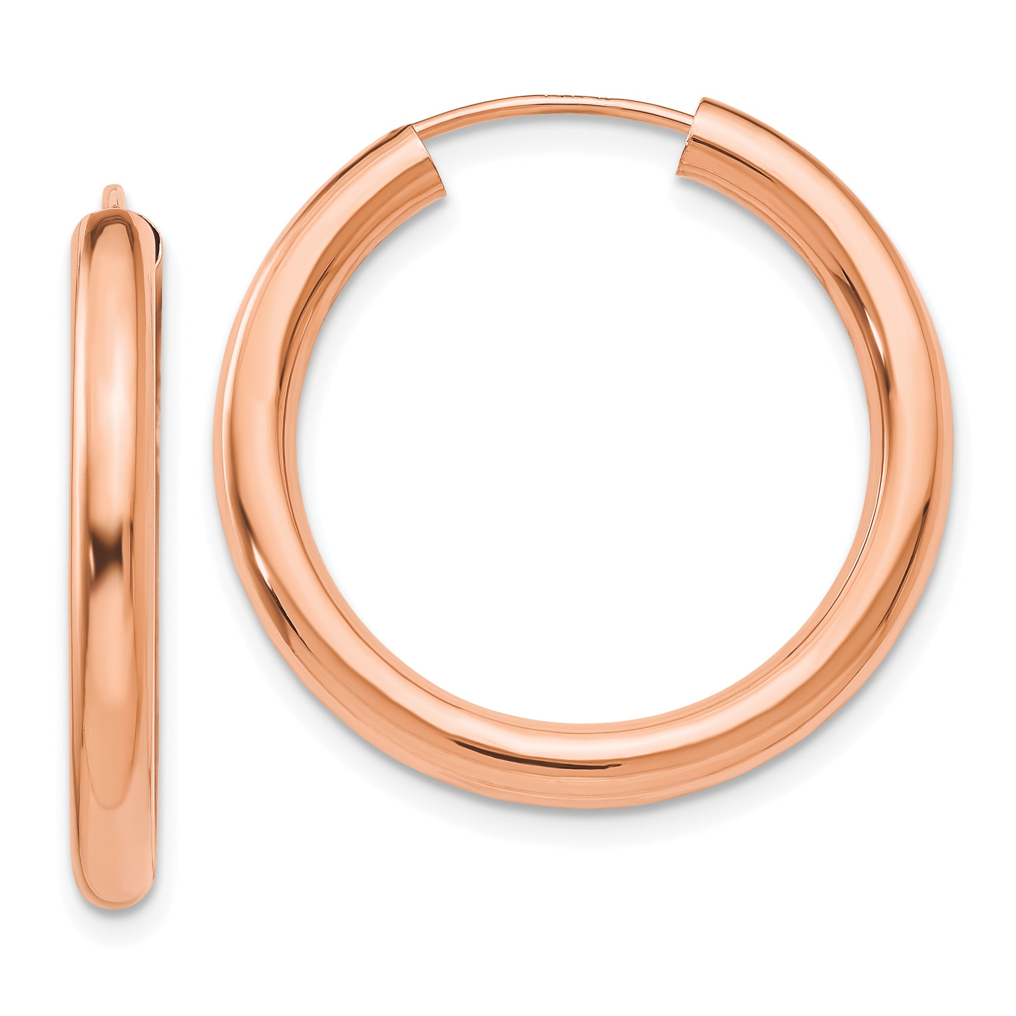 14k Rose Gold Polished Endless Tube Hoop Earrings