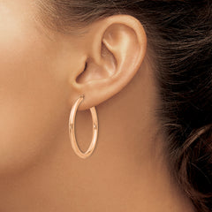 14k Rose Gold Polished Endless Tube Hoop Earrings