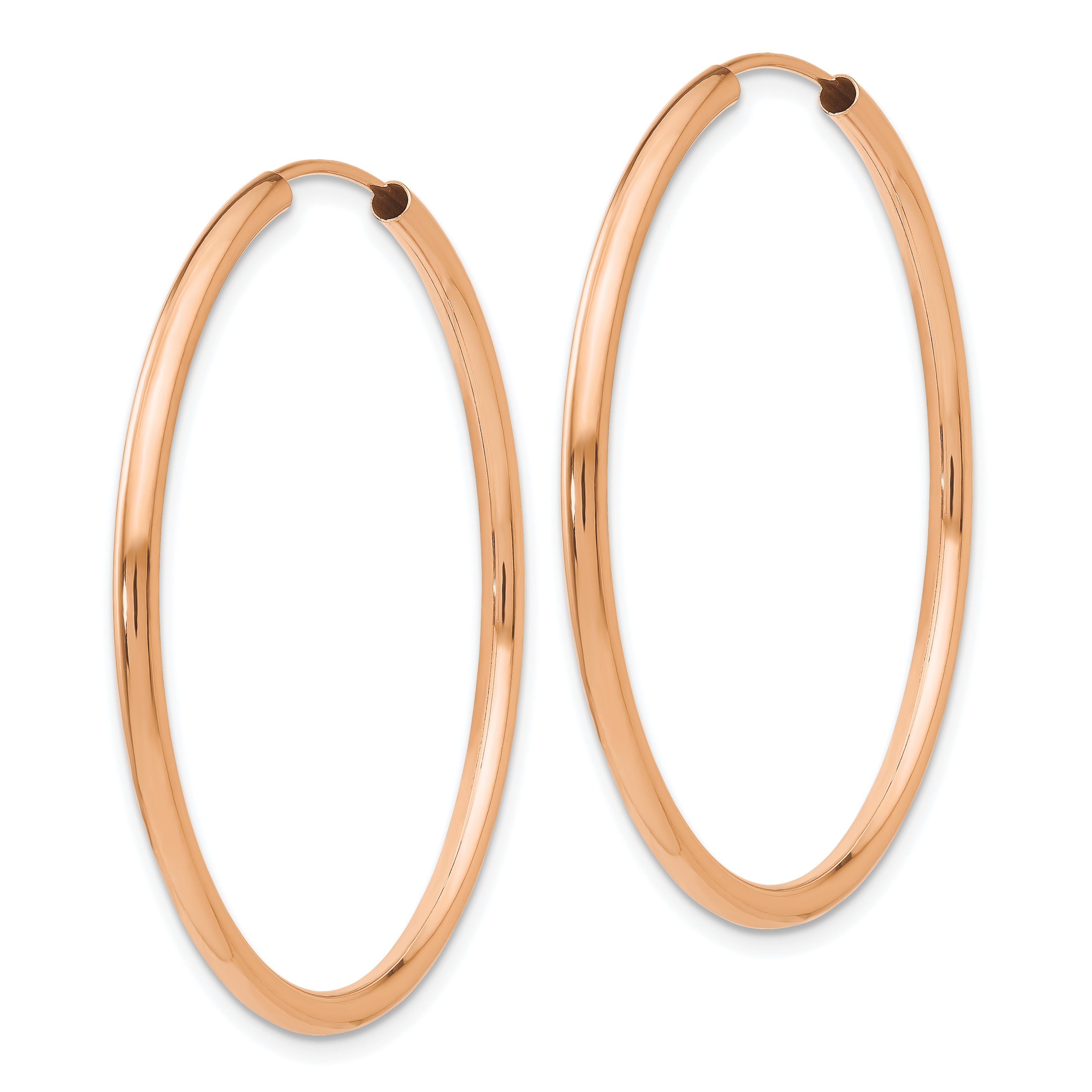 14k Rose Gold Polished Endless 2mm Hoop Earrings