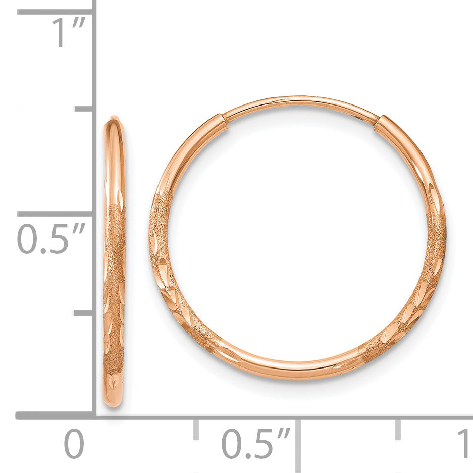 14k Rose Gold 1.25mm Diamond-cut Endless Hoop Earring