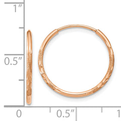 14k Rose Gold 1.25mm Diamond-cut Endless Hoop Earring