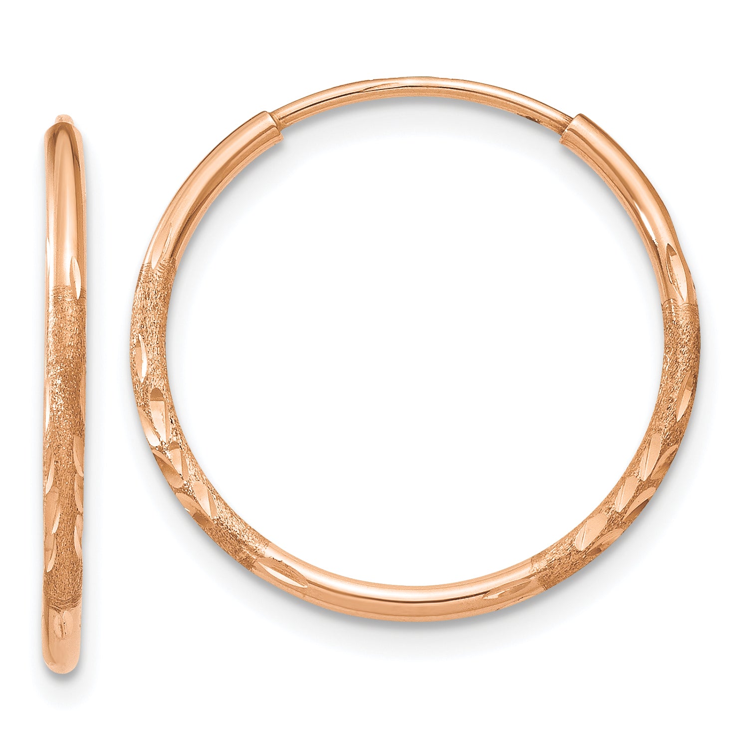 14k Rose Gold 1.25mm Diamond-cut Endless Hoop Earring