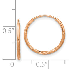 14k Rose Gold 1.25mm Diamond-cut Endless Hoop Earring