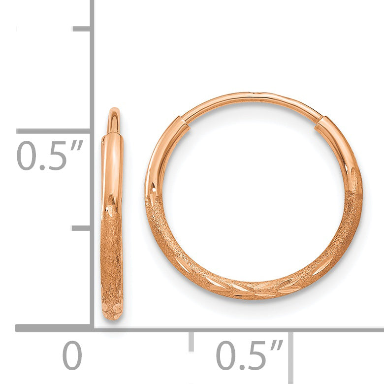 14k Rose Gold 1.25mm Diamond-cut Endless Hoop Earring