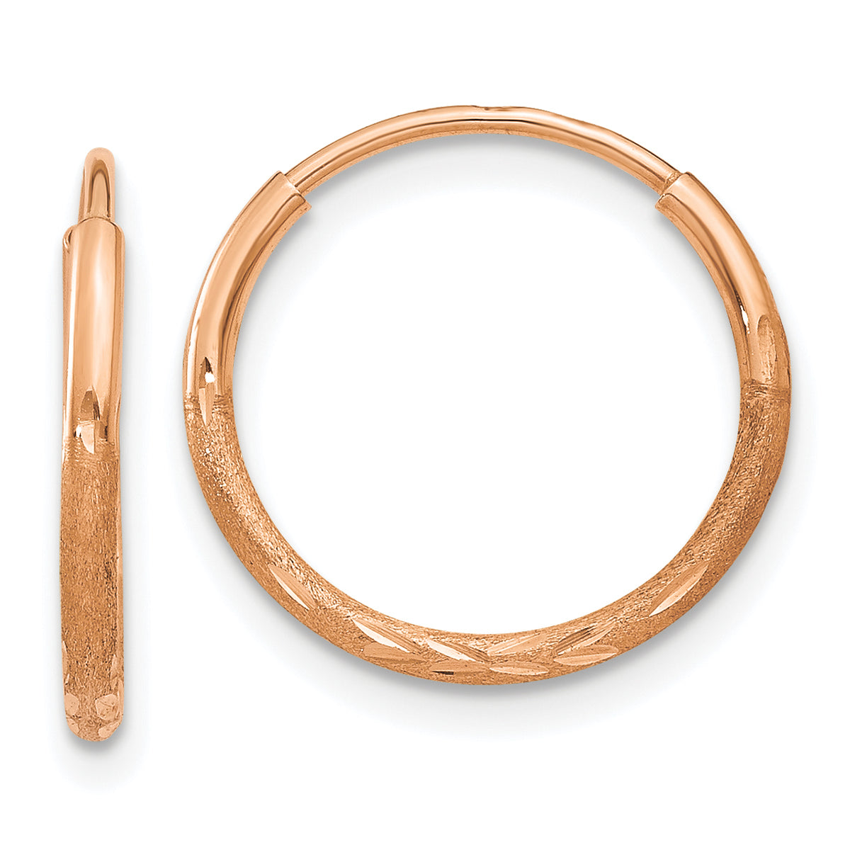 14k Rose Gold 1.25mm Diamond-cut Endless Hoop Earring