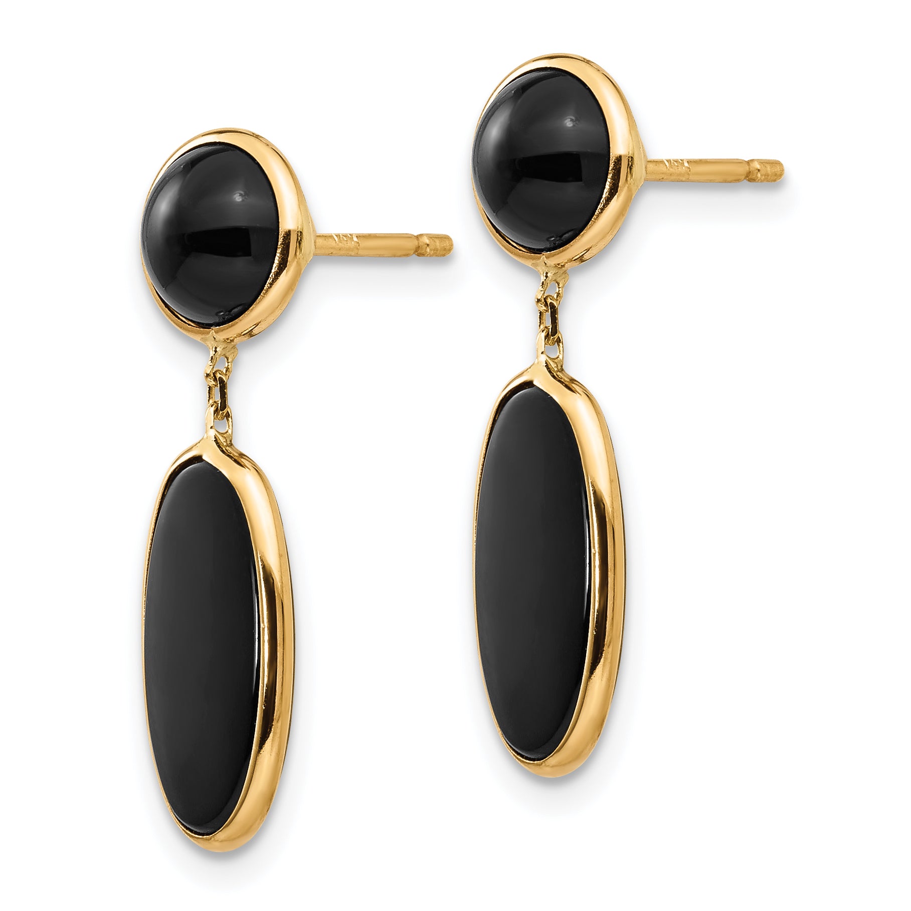 14k Onyx Oval Dangle Post Earrings