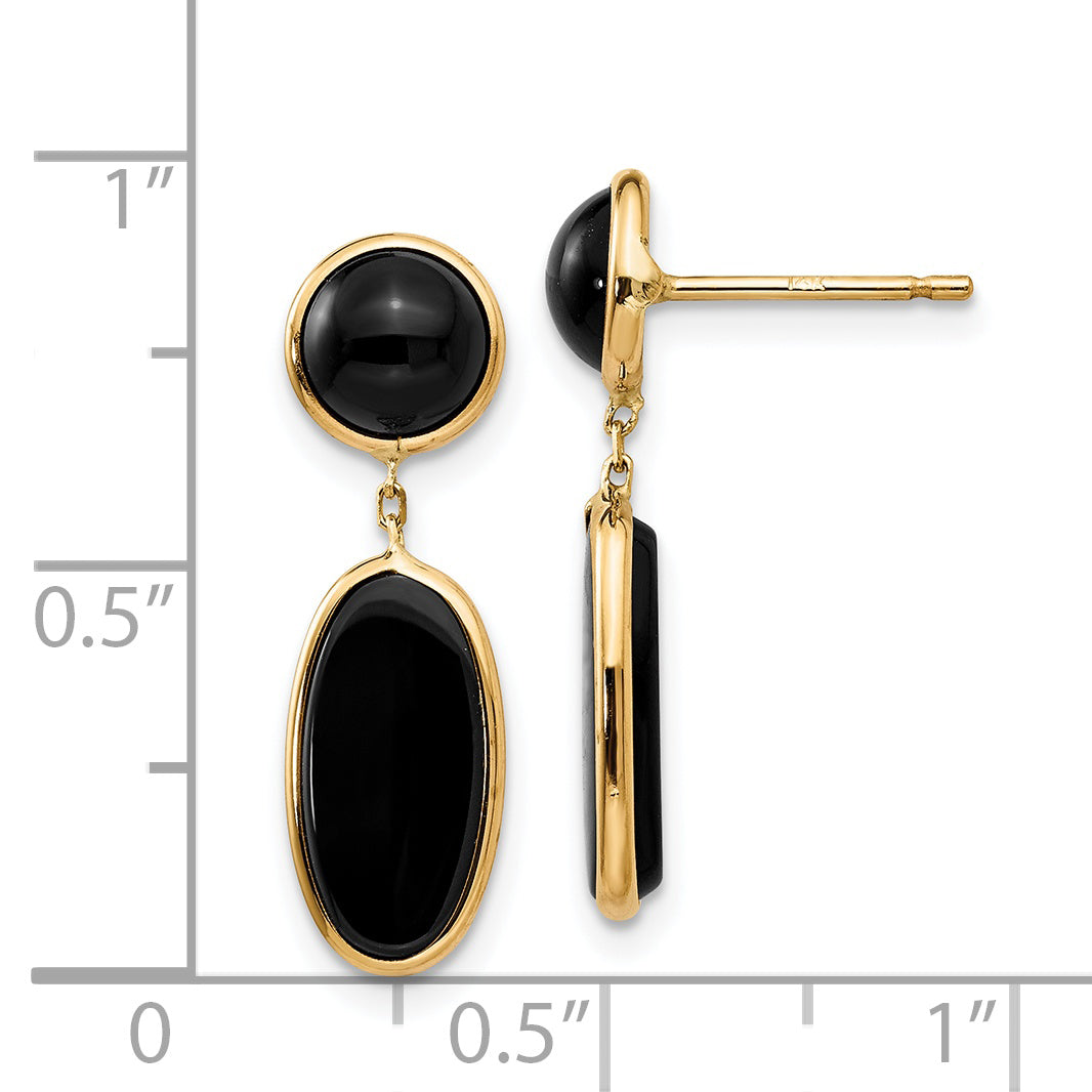 14k Onyx Oval Dangle Post Earrings