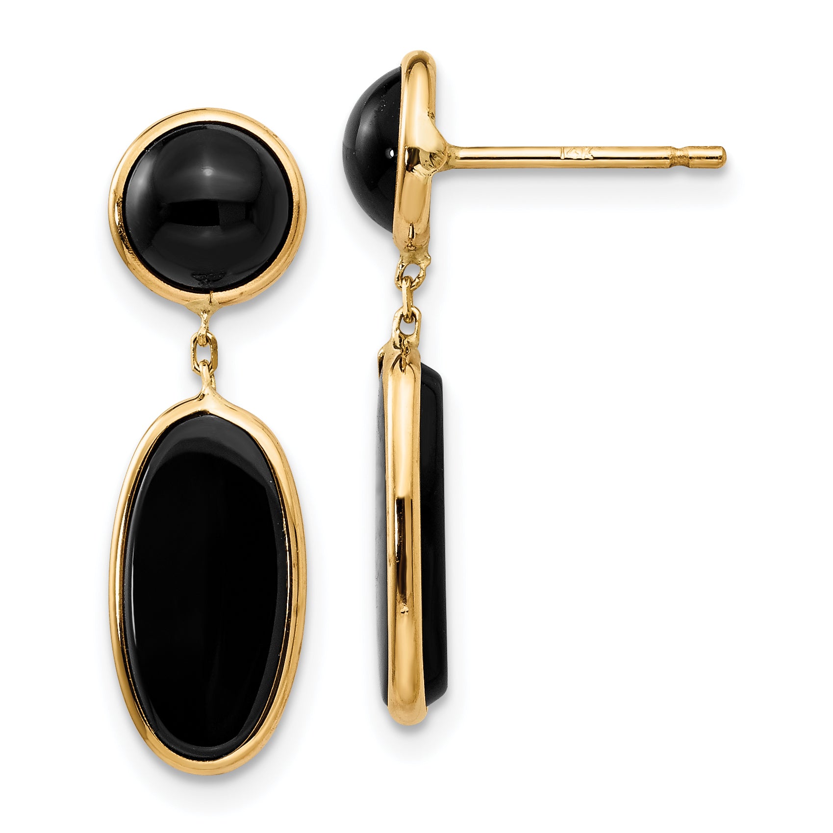 14k Onyx Oval Dangle Post Earrings