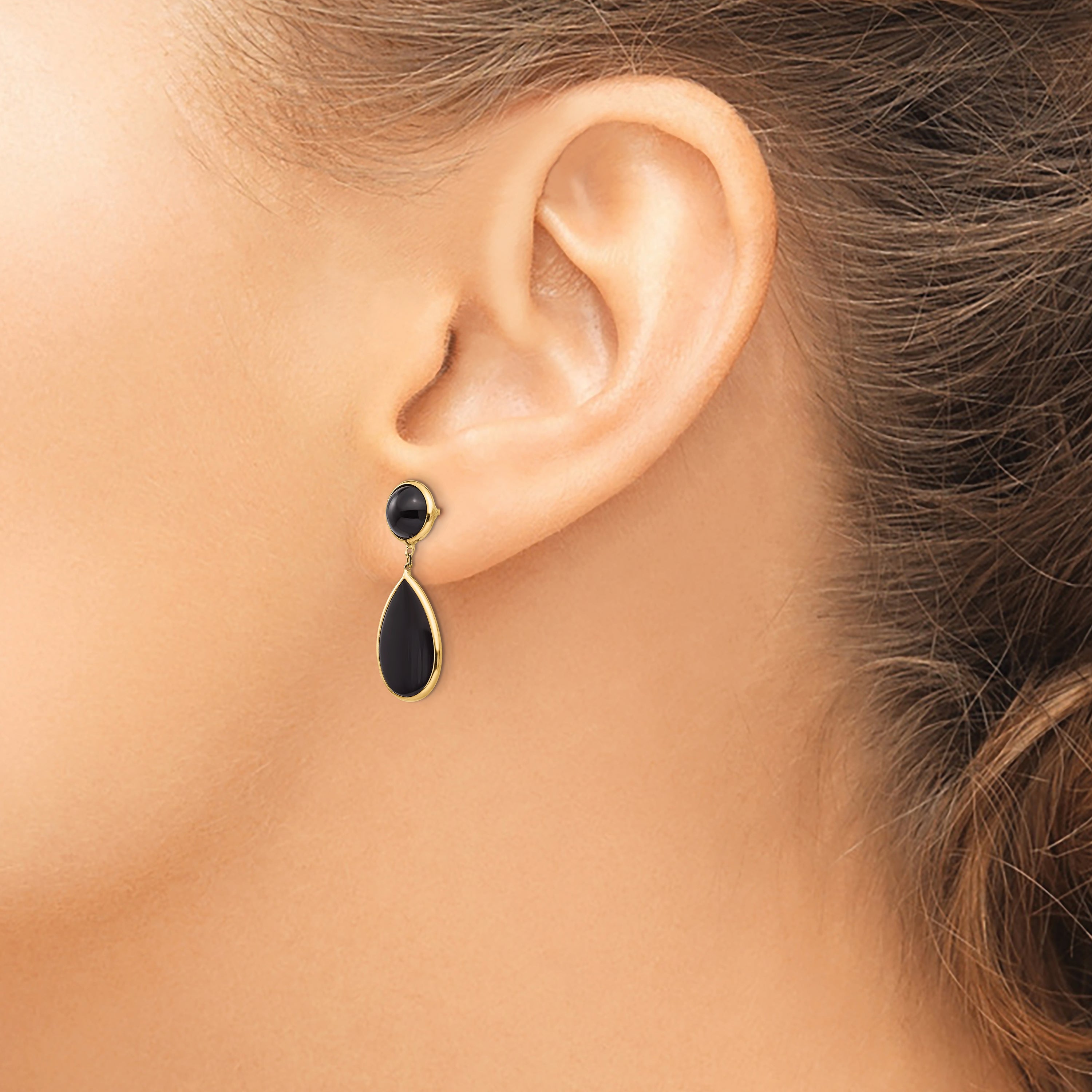 14k Onyx Teardrop Dangle Post Earrings