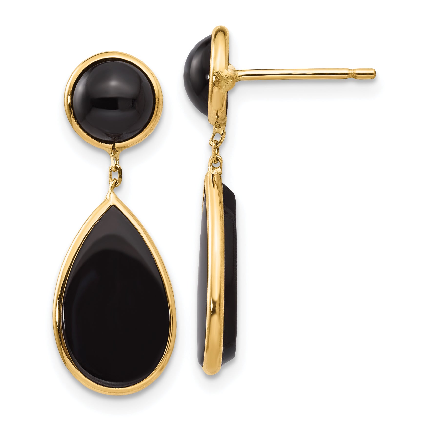 14k Onyx Teardrop Dangle Post Earrings