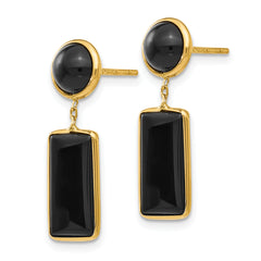 14k Onyx Rectangle Dangle Post Earrings