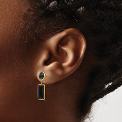 14k Onyx Rectangle Dangle Post Earrings