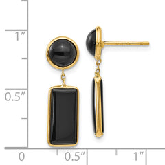 14k Onyx Rectangle Dangle Post Earrings