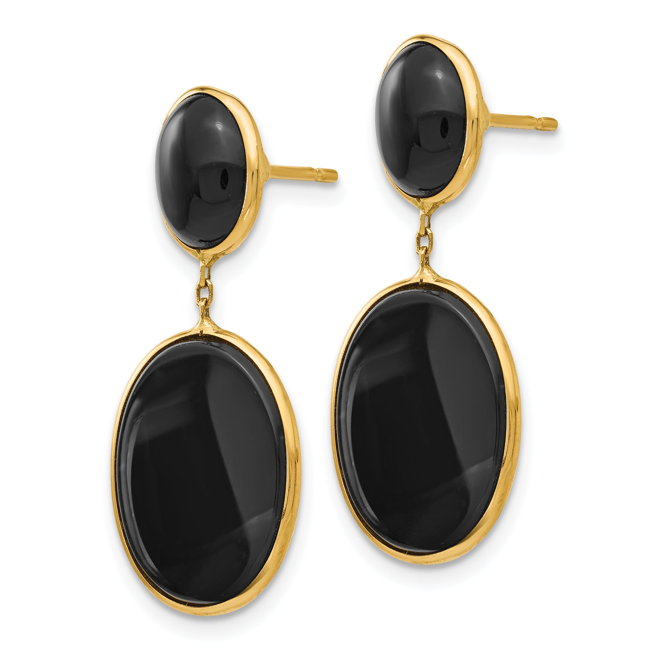 14k Onyx Oval Dangle Earrings