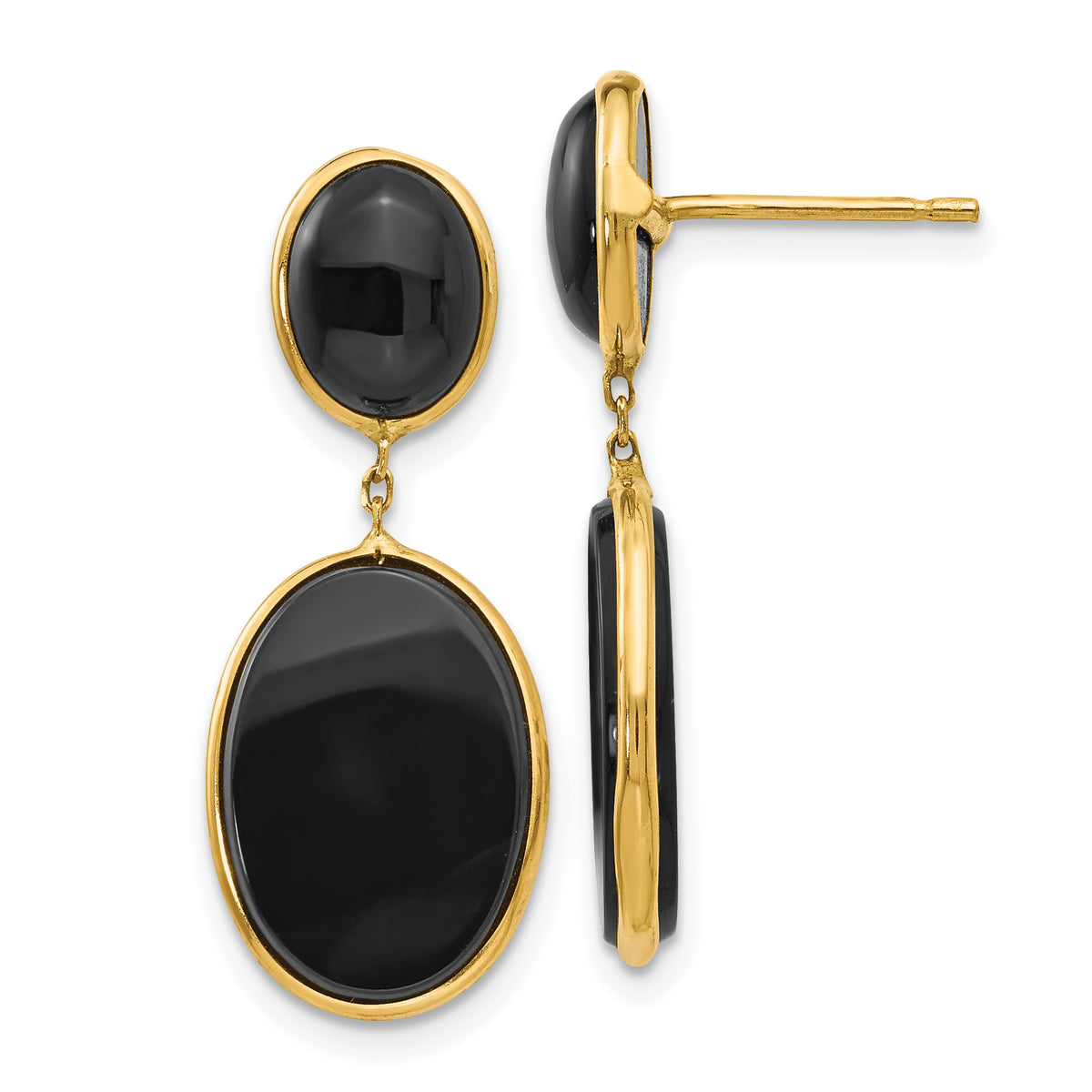 14k Onyx Oval Dangle Earrings