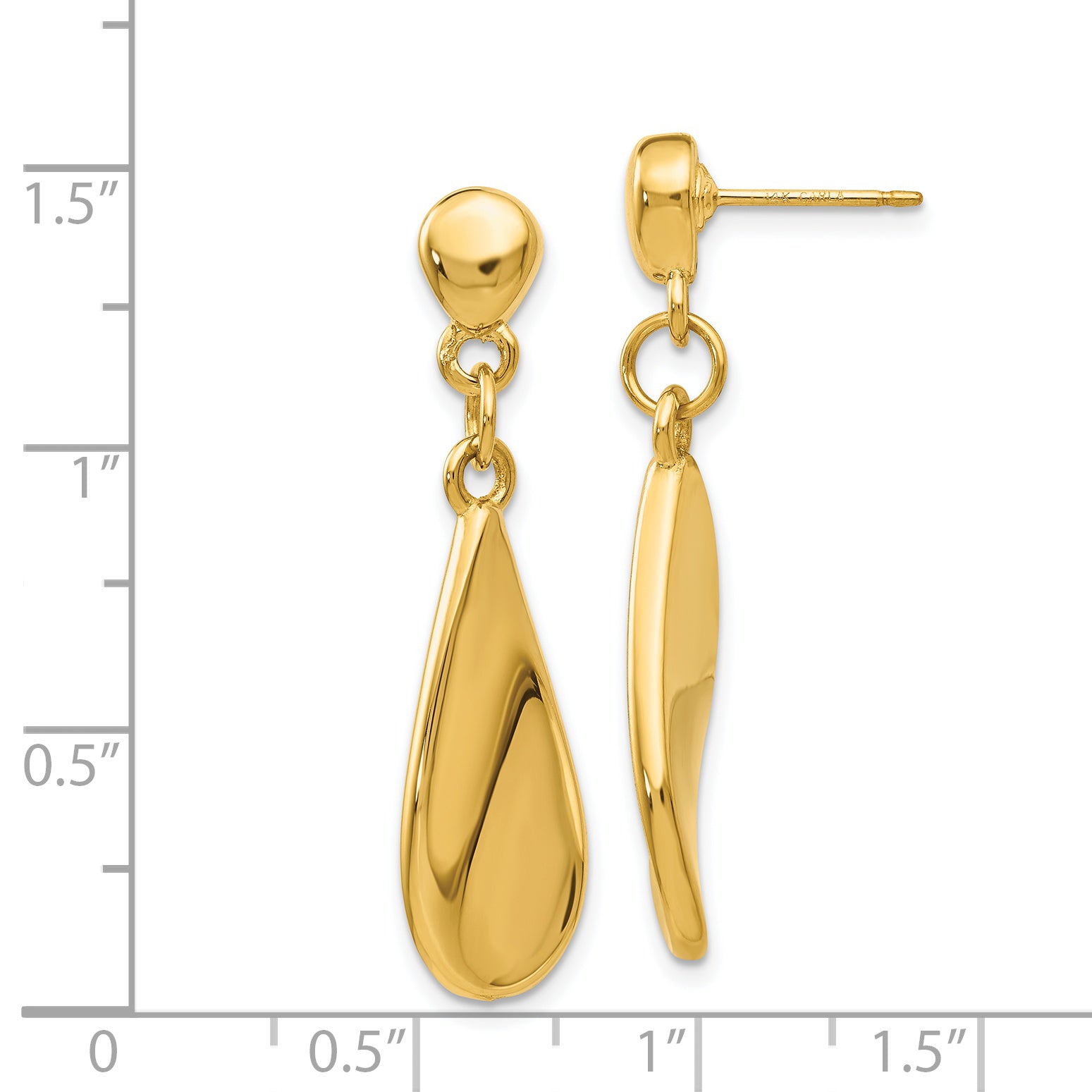 14k Tear Drop Dangle Post Earrings