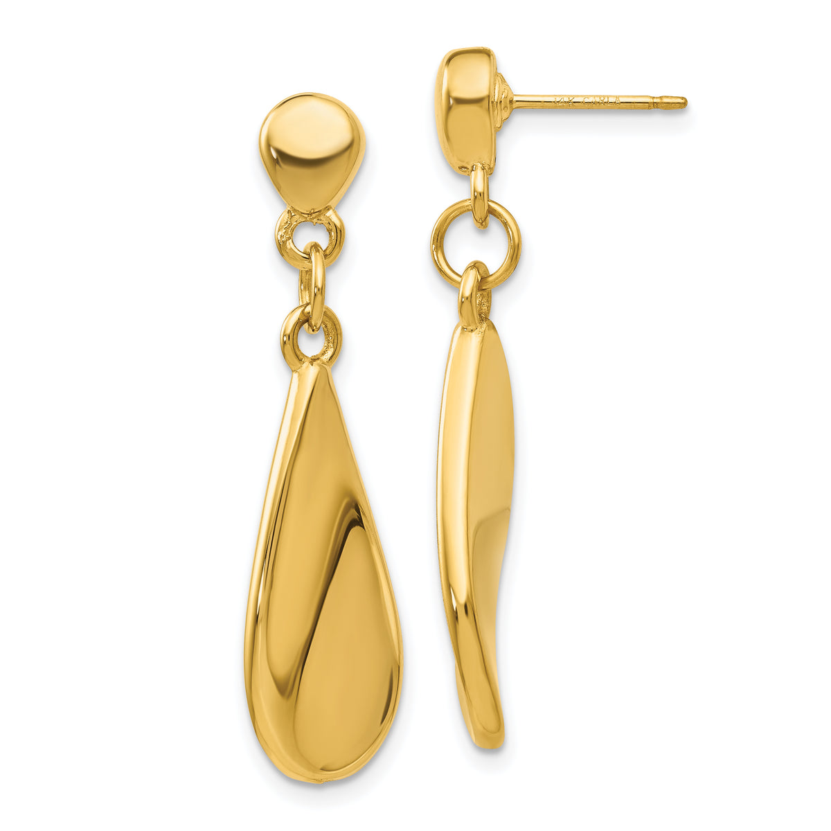 14k Tear Drop Dangle Post Earrings