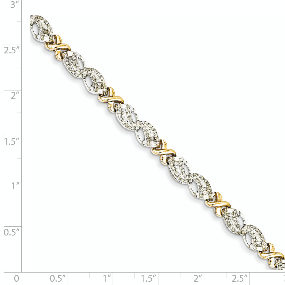 Sophia Jewelers 14K Two-Tone Diamond X Bracelet Polished Elegance