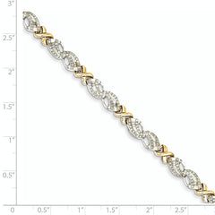 14k Two Tone Diamond X Bracelet