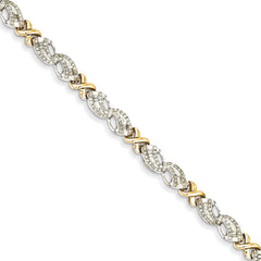 14k Two Tone Diamond X Bracelet