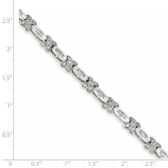 14K White Gold Diamond X Bracelet with Polished Rhodium Finish