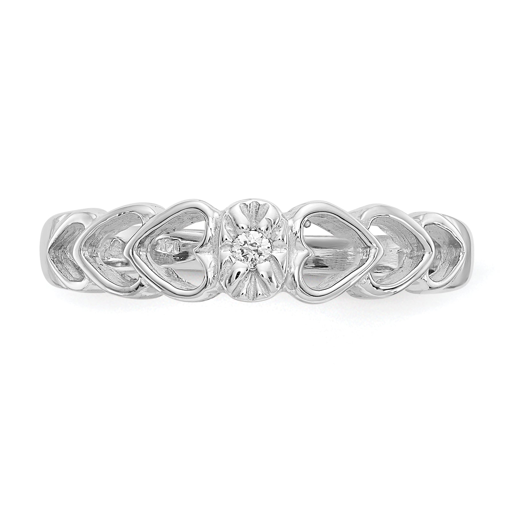 14k White Gold AA Diamond heart ring