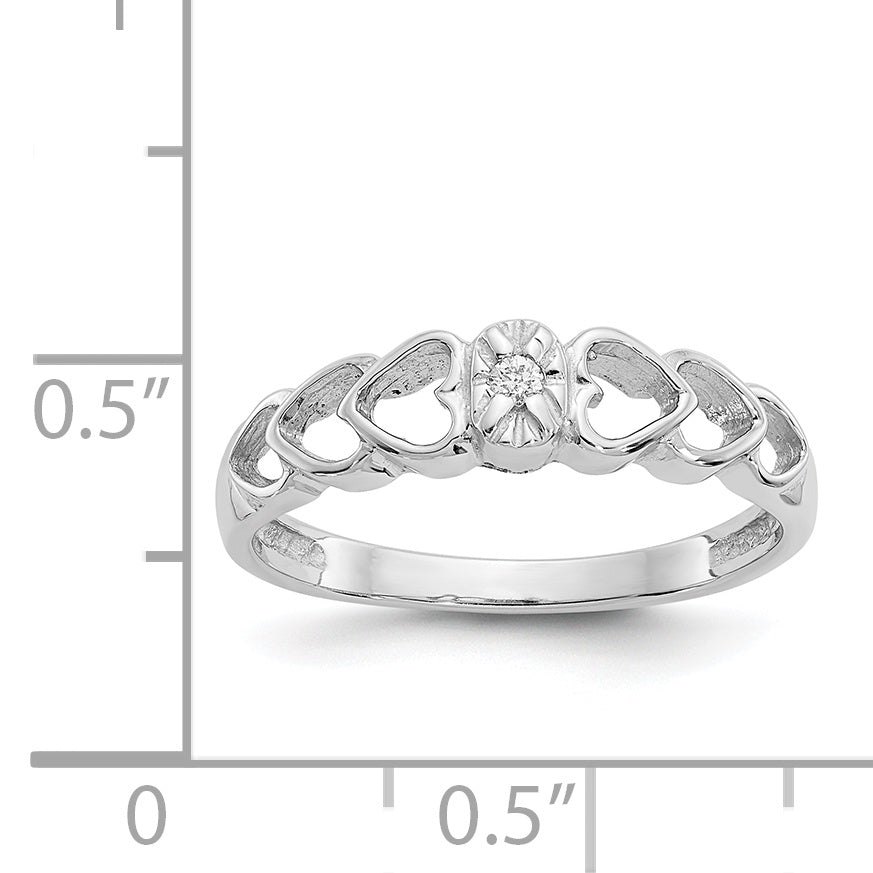 14k White Gold AA Diamond heart ring