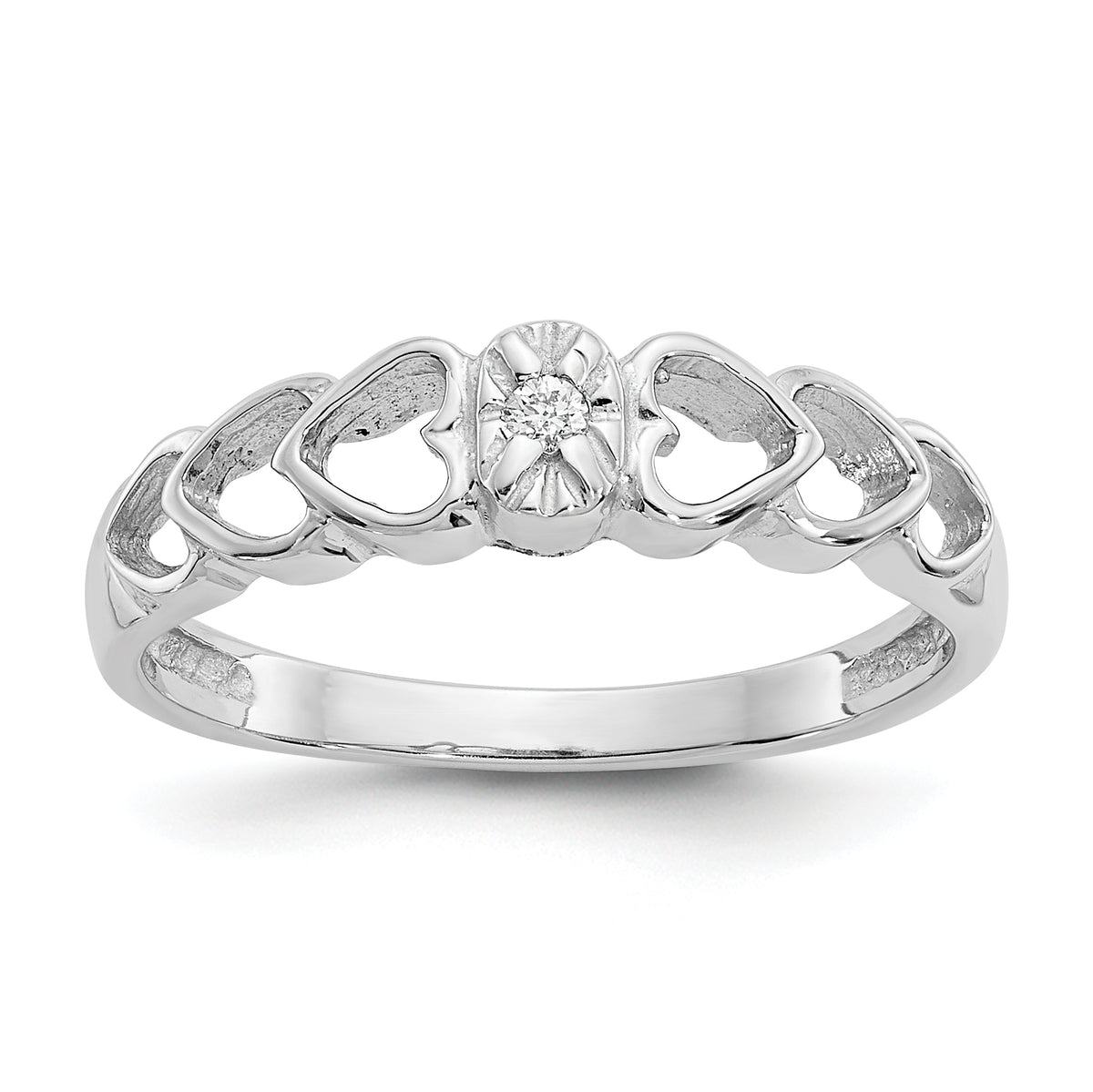 14k White Gold AA Diamond heart ring