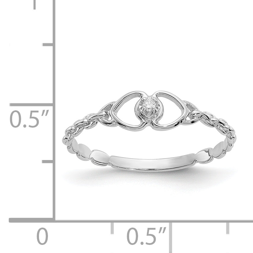 14k White Gold AA Diamond heart ring