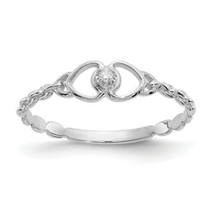 14k White Gold AA Diamond heart ring