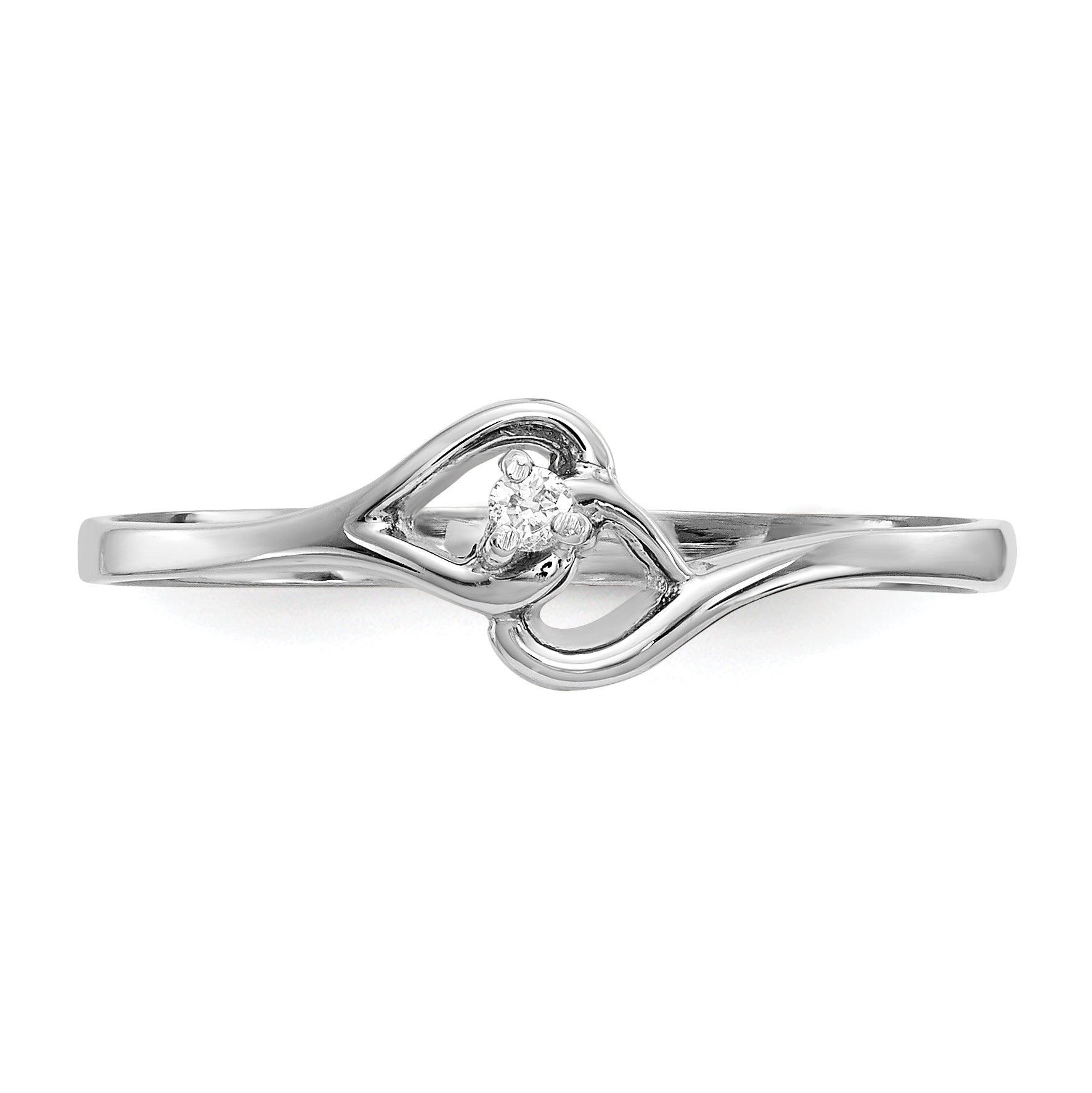 14k White Gold AA Diamond Heart Ring