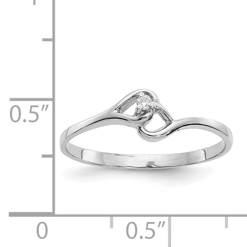 14k White Gold AA Diamond Heart Ring